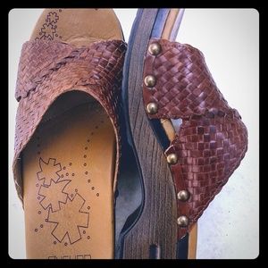 Dansko Brown Woven Leather Mule Clog